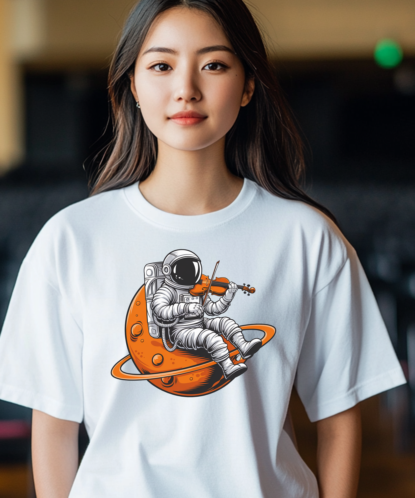 Astronaut Playing Violin T-Shirt – Heavyweight Cotton Classic Fit Tee