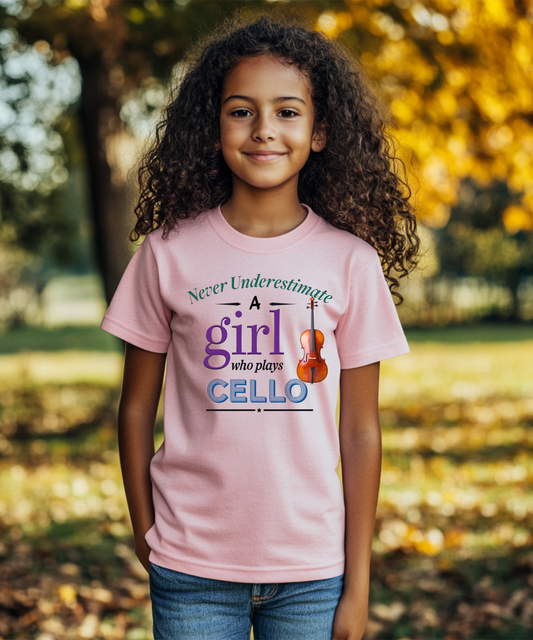 Never Underestimate a Girl who Plays Cello (Youth Sizes)